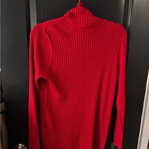 Chico's Vibrant Red Ribbed Turtleneck Sweater